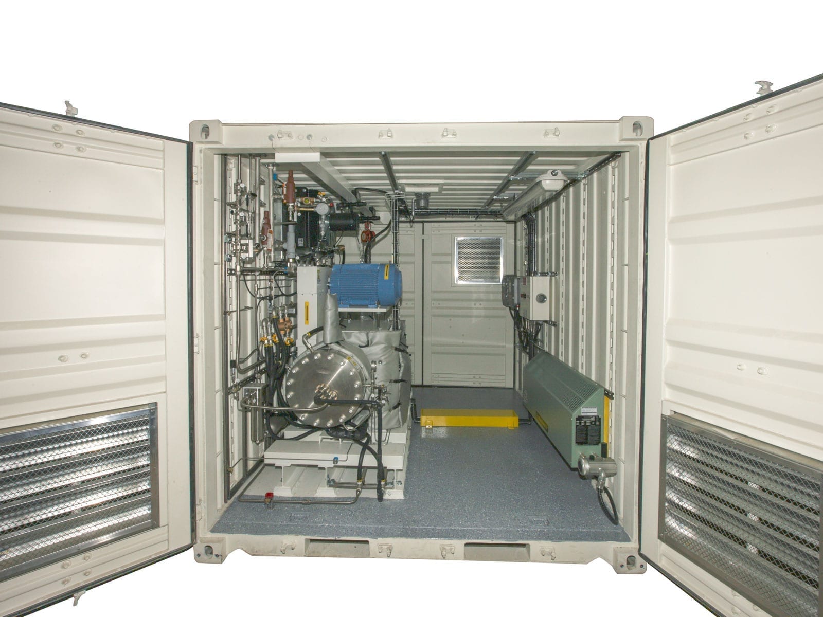 Containerized two-stage diaphragm compressor